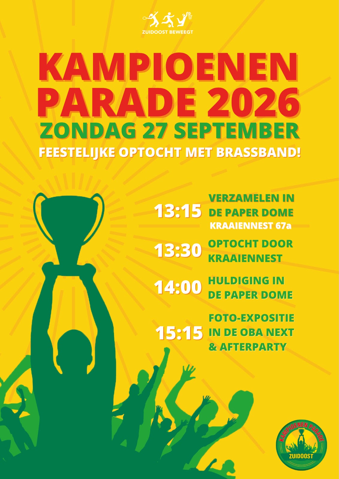 Programma Kampioenen Parade Zuidoost 2026 bekend